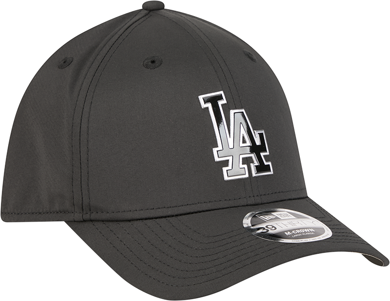 Los Angeles Dodgers New Era M-Crown 39Thirty Metallic Black Performance Flex Fit Hat Official Team Hat Sports Fan Cap Official MLB Team Hat Baseball
