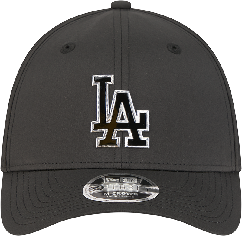 Los Angeles Dodgers New Era M-Crown 39Thirty Metallic Black Performance Flex Fit Hat Official Team Hat Sports Fan Cap Official MLB Team Hat Baseball
