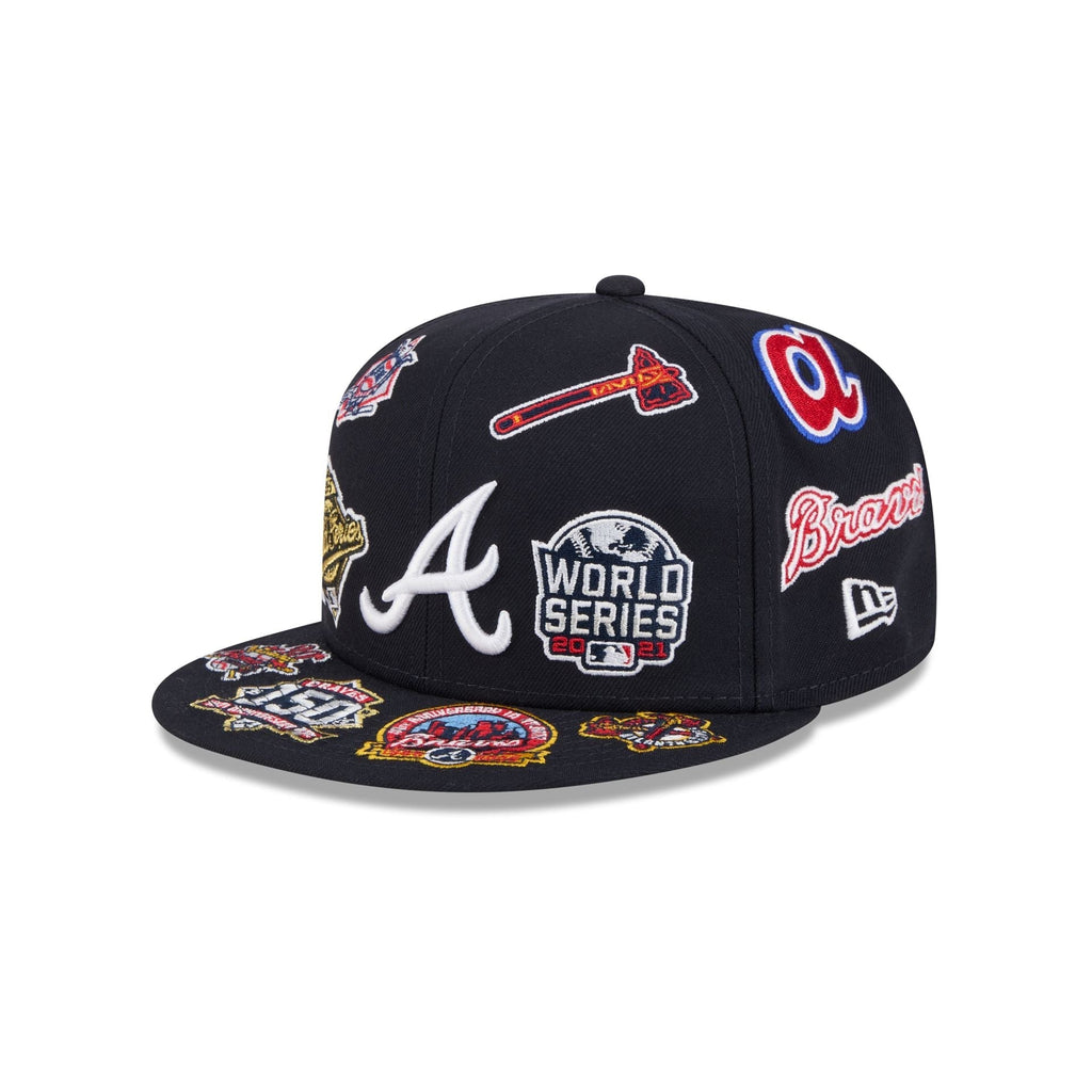 Atlanta Braves MLB All Over Patch 59FIFTY Fitted New Era Official Team Hat Sports Fan Cap Official MLB Team Hat Baseball Fan Cap