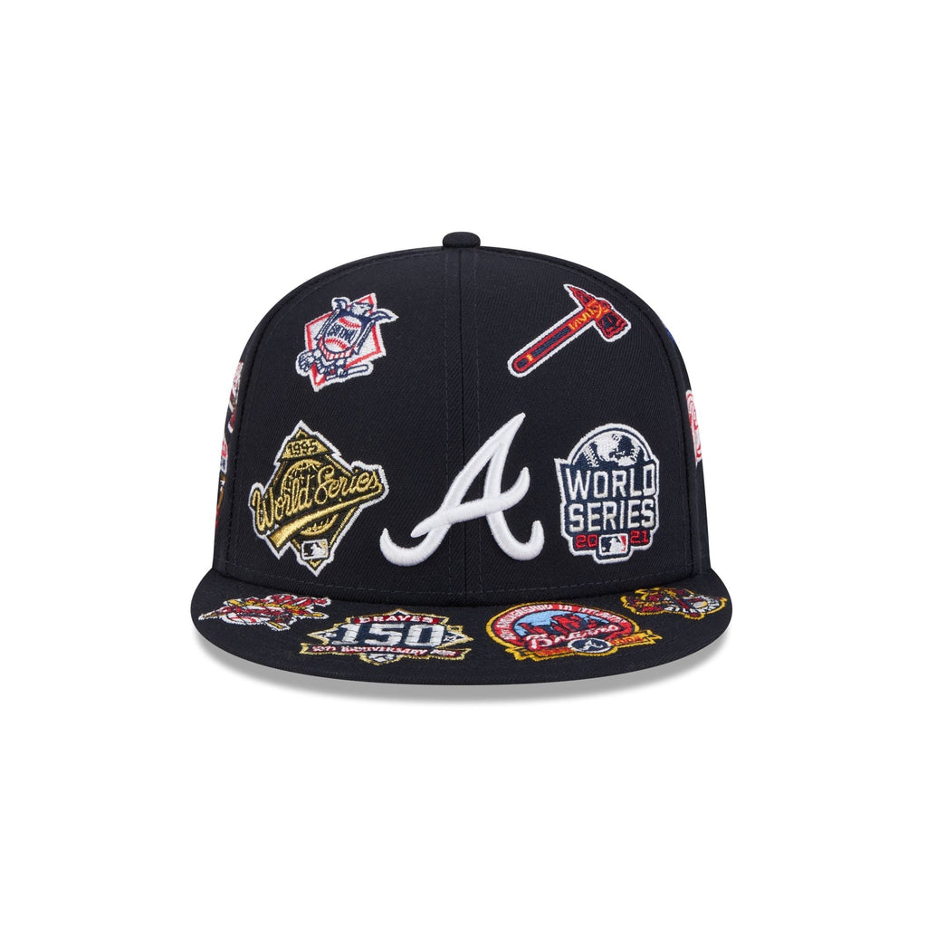 Atlanta Braves MLB All Over Patch 59FIFTY Fitted New Era Official Team Hat Sports Fan Cap Official MLB Team Hat Baseball Fan Cap