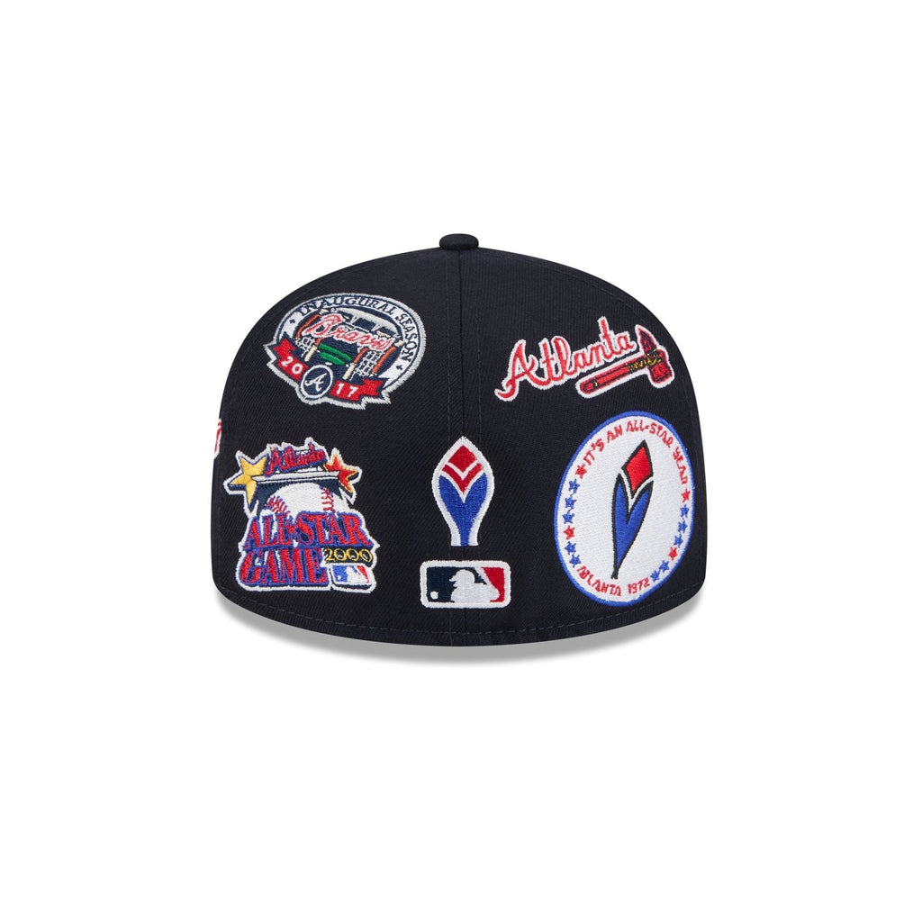 Atlanta Braves MLB All Over Patch 59FIFTY Fitted New Era Official Team Hat Sports Fan Cap Official MLB Team Hat Baseball Fan Cap
