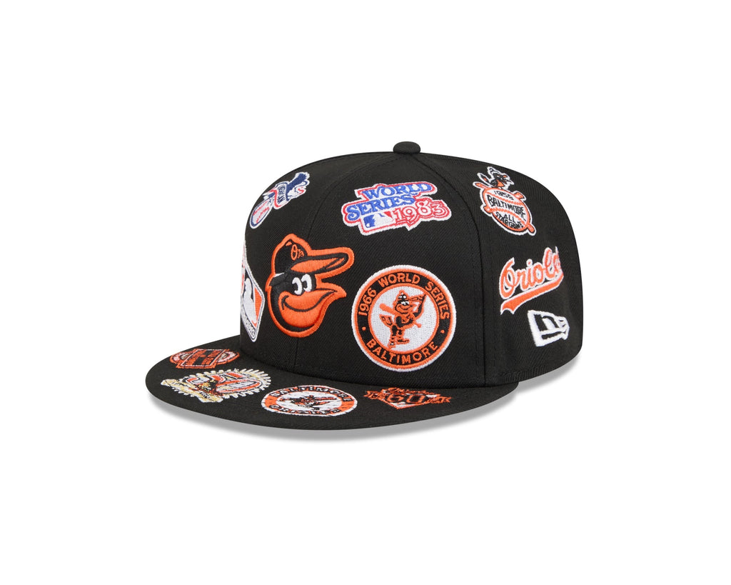 Baltimore Orioles MLB All Over Patch 59FIFTY Fitted New Era Official Team Hat Sports Fan Cap Official MLB Team Hat Baseball Fan Cap