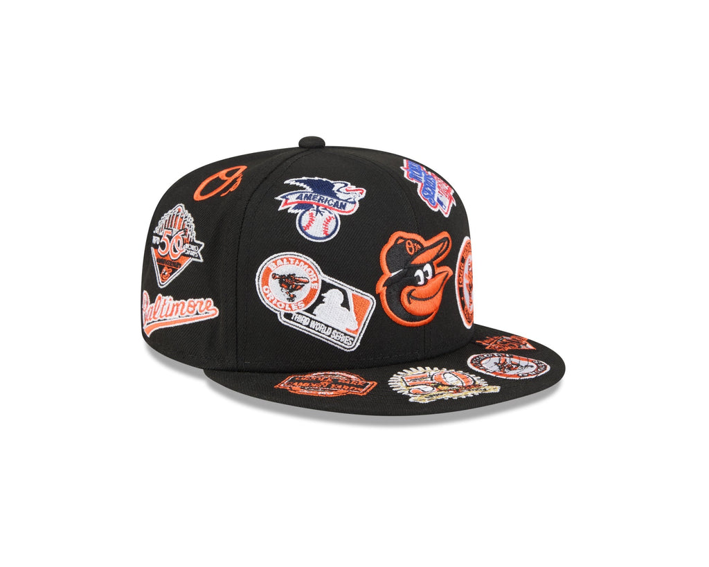 Baltimore Orioles MLB All Over Patch 59FIFTY Fitted New Era Official Team Hat Sports Fan Cap Official MLB Team Hat Baseball Fan Cap