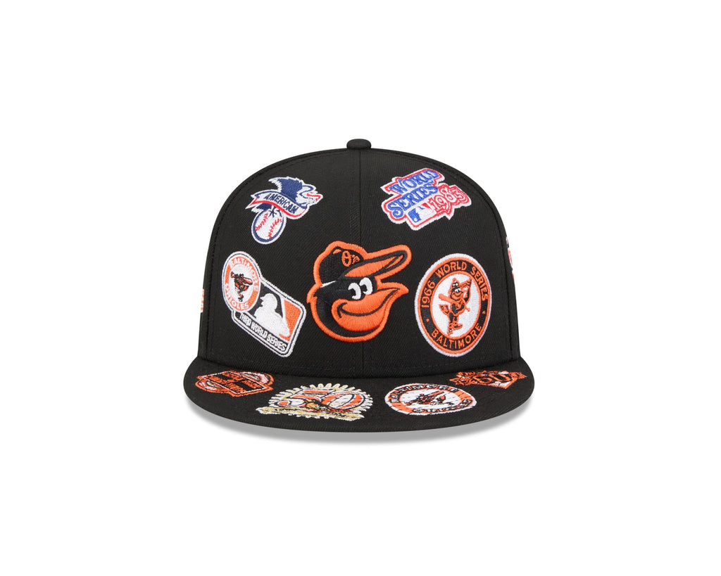 Baltimore Orioles MLB All Over Patch 59FIFTY Fitted New Era Official Team Hat Sports Fan Cap Official MLB Team Hat Baseball Fan Cap