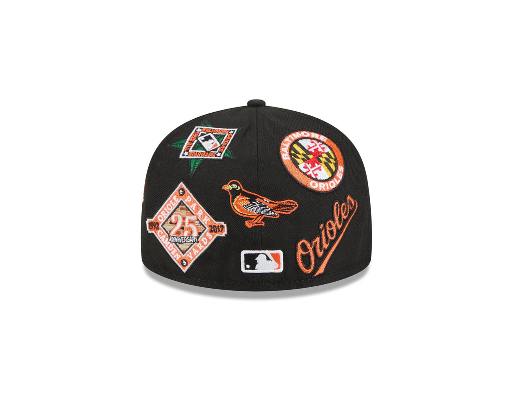 Baltimore Orioles MLB All Over Patch 59FIFTY Fitted New Era Official Team Hat Sports Fan Cap Official MLB Team Hat Baseball Fan Cap