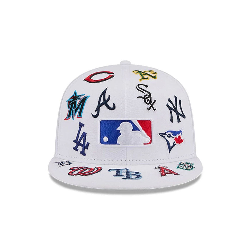 MLB All Over Patch 59FIFTY Fitted New Era White Official Team Hat Sports Fan Cap Official MLB Team Hat Baseball Fan Cap