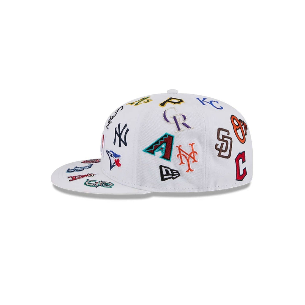 MLB All Over Patch 59FIFTY Fitted New Era White Official Team Hat Sports Fan Cap Official MLB Team Hat Baseball Fan Cap