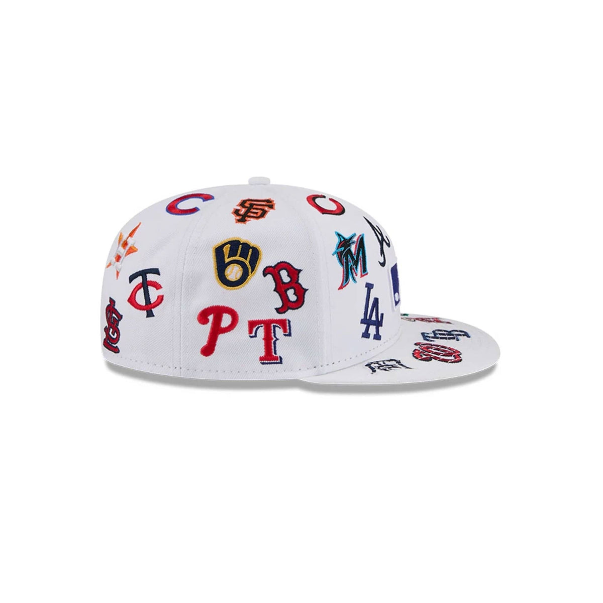 MLB All Over Patch 59FIFTY Fitted New Era White Official Team Hat Sports Fan Cap Official MLB Team Hat Baseball Fan Cap
