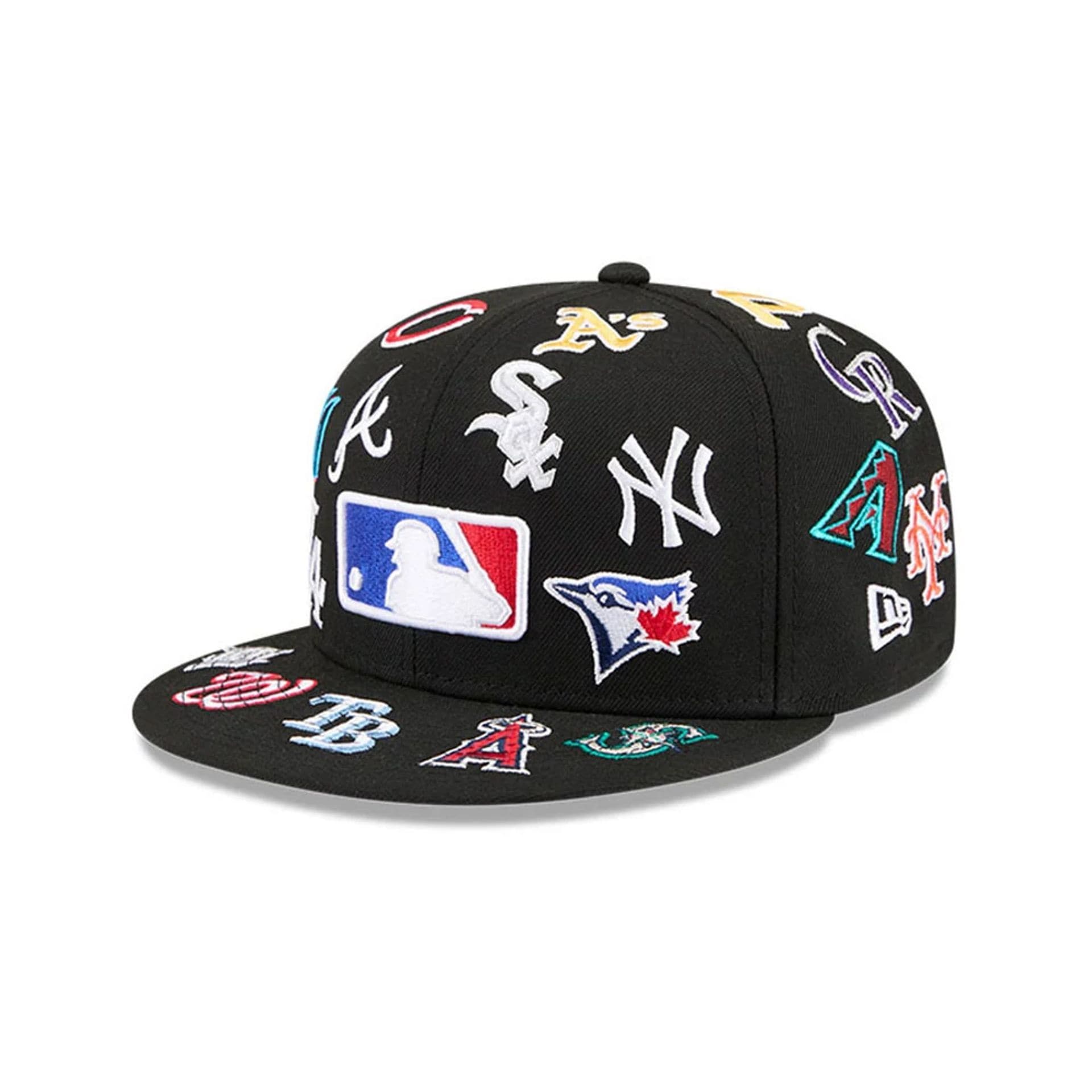 MLB All Over Patch 59FIFTY Fitted New Era Black Official Team Hat Sports Fan Cap Official MLB Team Hat Baseball Fan Cap