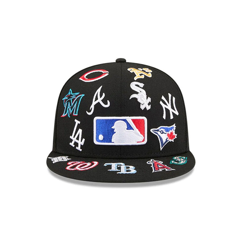 MLB All Over Patch 59FIFTY Fitted New Era Black Official Team Hat Sports Fan Cap Official MLB Team Hat Baseball Fan Cap