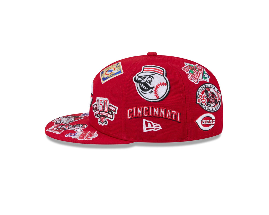 Cincinnati Reds MLB All Over Patch 59FIFTY Fitted New Era Official Team Hat Sports Fan Cap Official MLB Team Hat Baseball Fan Cap