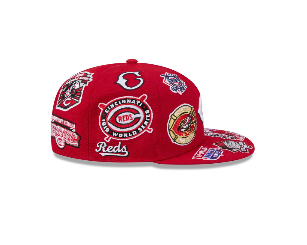 Cincinnati Reds MLB All Over Patch 59FIFTY Fitted New Era Official Team Hat Sports Fan Cap Official MLB Team Hat Baseball Fan Cap