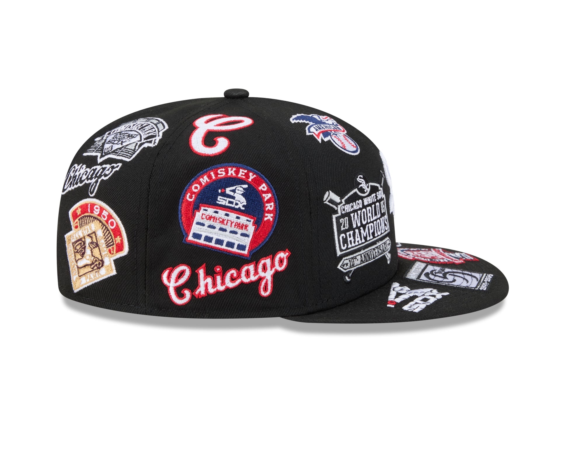 Chicago White Sox MLB All Over Patch 59FIFTY New Era Official Team Hat Sports Fan Cap Official MLB Team Hat Baseball Fan Cap