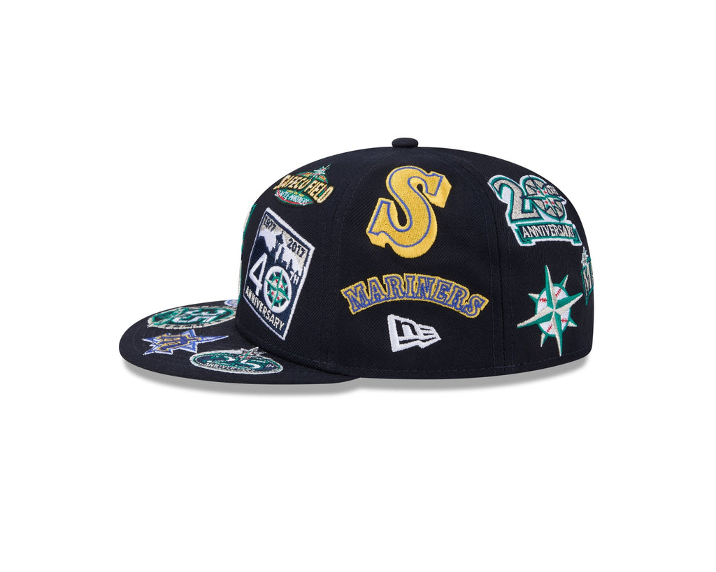Seattle Mariners MLB All Over Patch 59FIFTY Fitted New Era Official Team Hat Sports Fan Cap Official MLB Team Hat Baseball Fan Cap