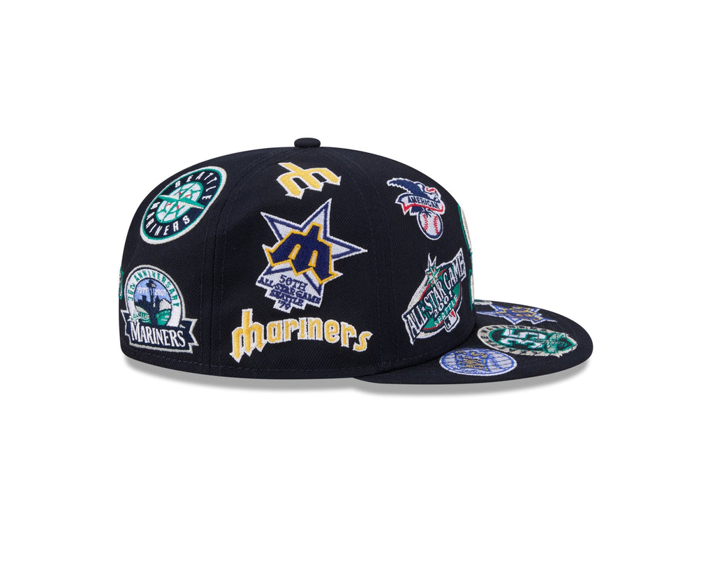 Seattle Mariners MLB All Over Patch 59FIFTY Fitted New Era Official Team Hat Sports Fan Cap Official MLB Team Hat Baseball Fan Cap