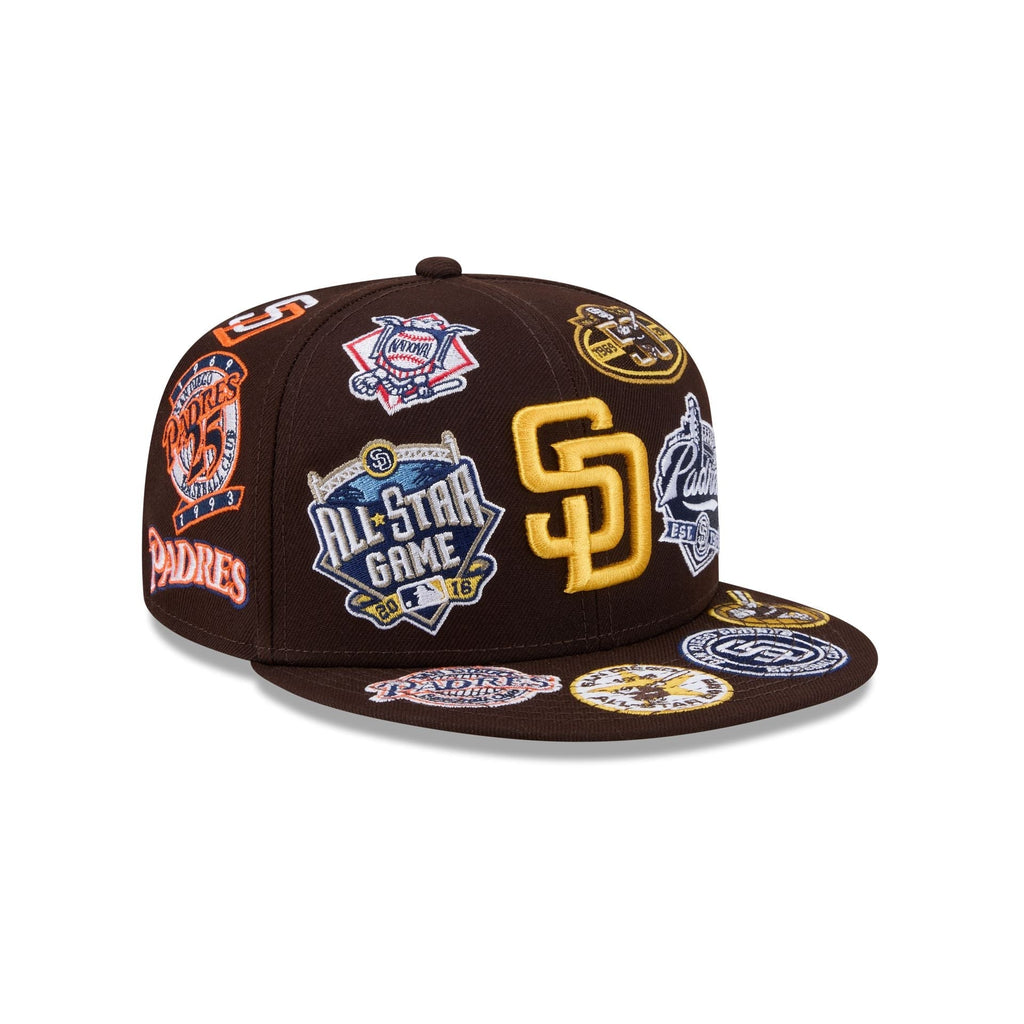 San Diego Padres MLB All Over Patch 59FIFTY New Era Official Team Hat Sports Fan Cap Official MLB Team Hat Baseball Fan Cap
