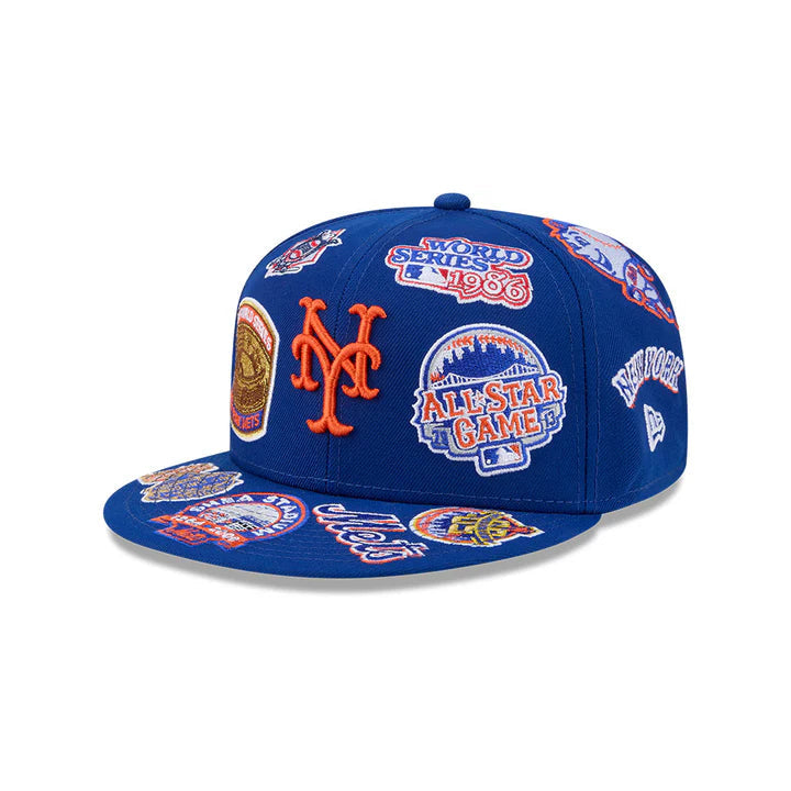 New York Mets MLB All Over Patch 59FIFTY Fitted New Era Official Team Hat Sports Fan Cap Official MLB Team Hat Baseball Fan Cap