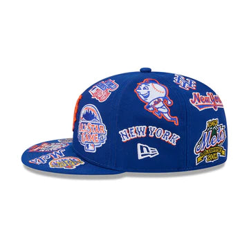 New York Mets MLB All Over Patch 59FIFTY Fitted New Era Official Team Hat Sports Fan Cap Official MLB Team Hat Baseball Fan Cap