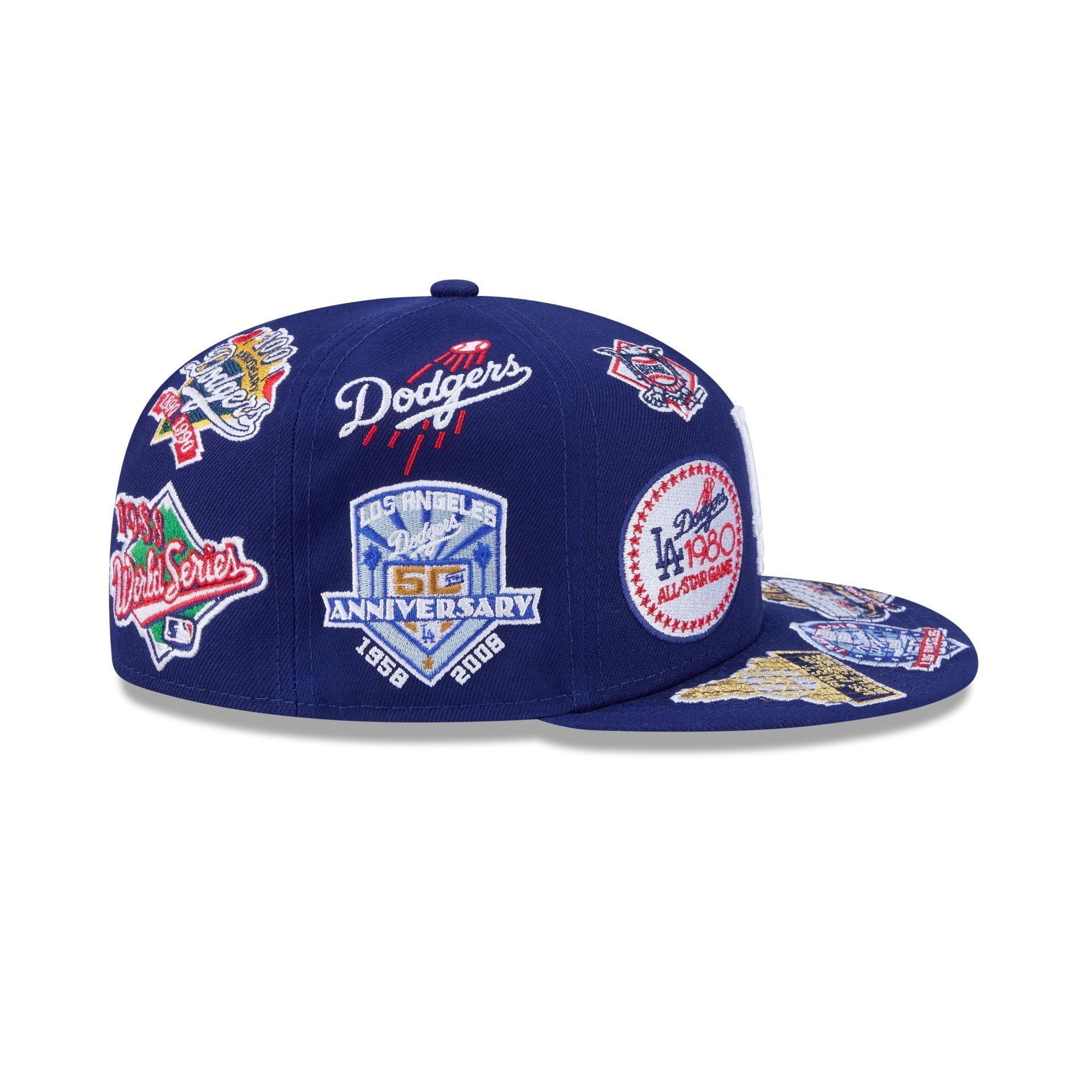 Los Angeles Dodgers MLB All Over Patch 59FIFTY New Era Fitted Official Team Hat Sports Fan Cap Official MLB Team Hat Baseball Fan Cap