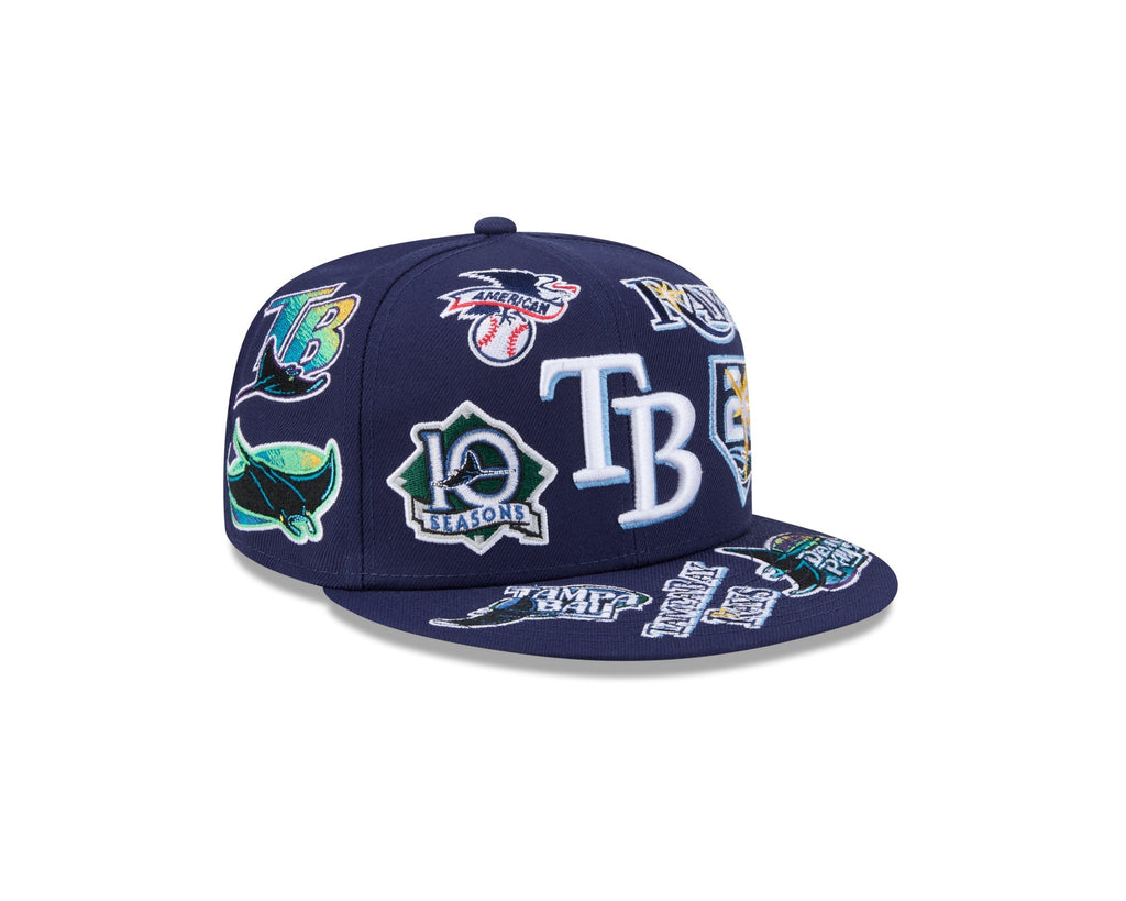 Tampa Bay Rays MLB All Over Patch 59FIFTY Fitted New Era Official Team Hat Sports Fan Cap Official MLB Team Hat Baseball Fan Cap