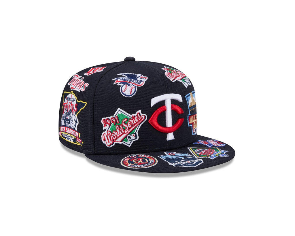Minnesota Twins MLB All Over Patch 59FIFTY Fitted New Era Official Team Hat Sports Fan Cap Official MLB Team Hat Baseball Fan Cap