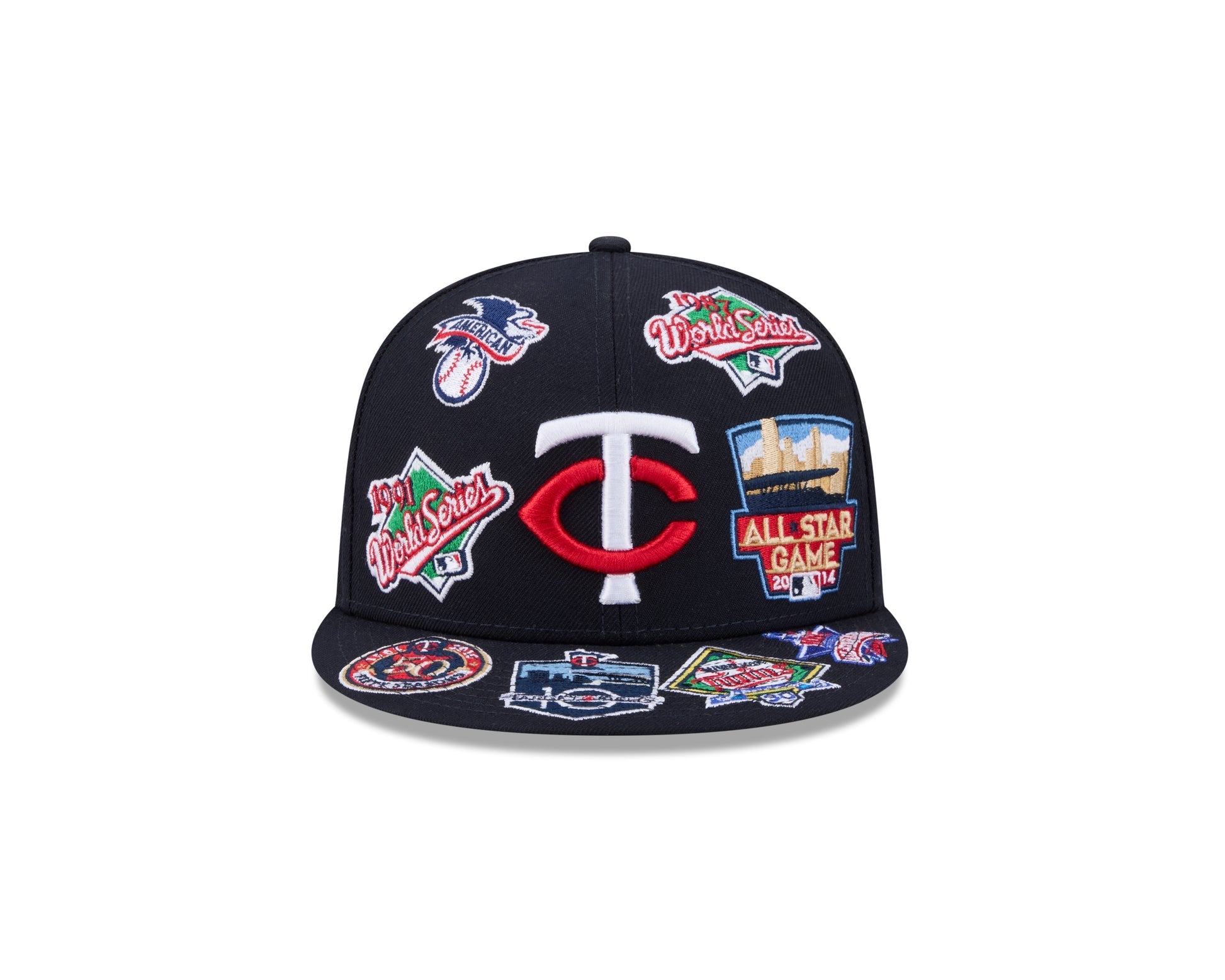 Minnesota Twins MLB All Over Patch 59FIFTY Fitted New Era Official Team Hat Sports Fan Cap Official MLB Team Hat Baseball Fan Cap