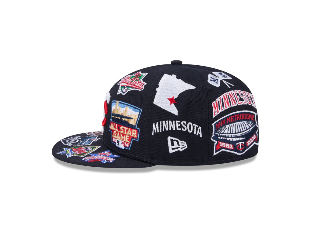 Minnesota Twins MLB All Over Patch 59FIFTY Fitted New Era Official Team Hat Sports Fan Cap Official MLB Team Hat Baseball Fan Cap