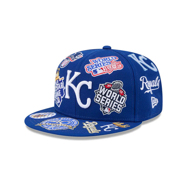 Kansas Royals MLB All Over Patch 59FIFTY Fitted New Era Official Team Hat Sports Fan Cap Official MLB Team Hat Baseball Fan Cap