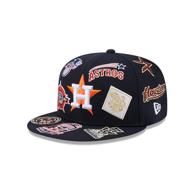 Houston Astros MLB All Over Patch 59FIFTY Fitted New Era Official Team Hat Sports Fan Cap Official MLB Team Hat Baseball Fan Cap