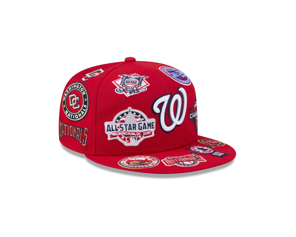 Washington Nationals MLB All Over Patch 59FIFTY Fitted New Era Official Team Hat Sports Fan Cap Official MLB Team Hat Baseball Fan Cap
