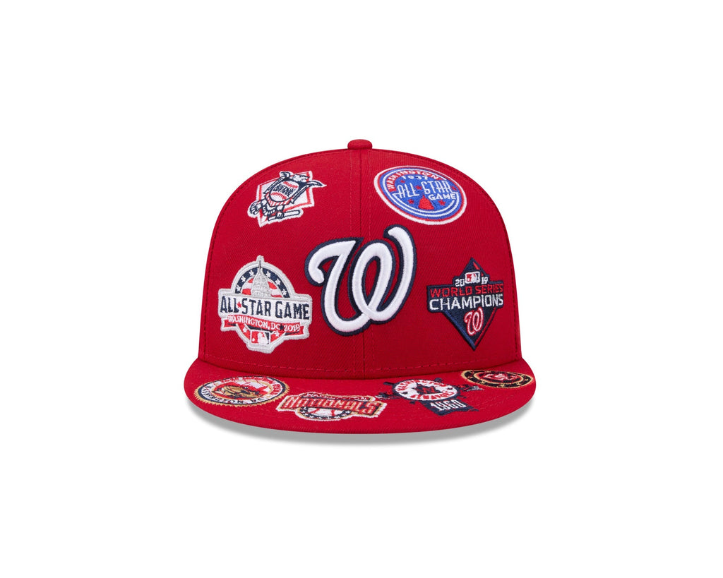 Washington Nationals MLB All Over Patch 59FIFTY Fitted New Era Official Team Hat Sports Fan Cap Official MLB Team Hat Baseball Fan Cap
