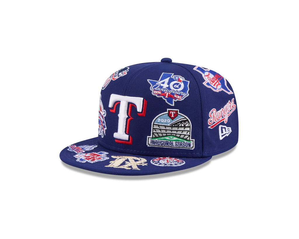 Texas Rangers MLB All Over Patch 59FIFTY Fitted New Era Official Team Hat Sports Fan Cap Official MLB Team Hat Baseball Fan Cap