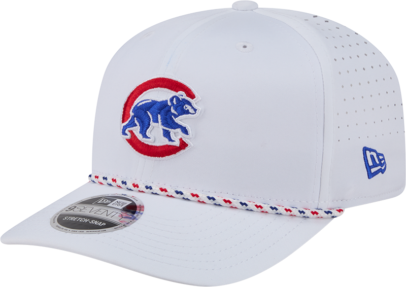 Chicago Cubs New Era White Sport Rope 9SEVENTY Stretch Snap Adjustable Hat-Walking Bear Official Team Hat Sports Fan Cap Official MLB Team Hat