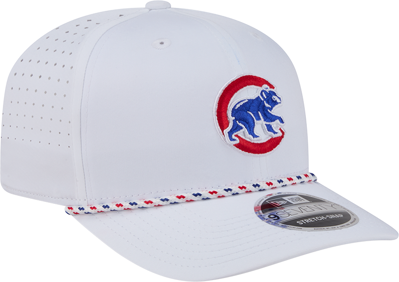 Chicago Cubs New Era White Sport Rope 9SEVENTY Stretch Snap Adjustable Hat-Walking Bear Official Team Hat Sports Fan Cap Official MLB Team Hat