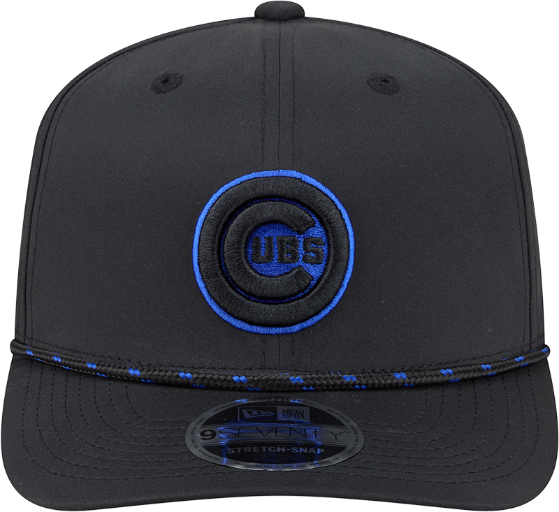 Chicago Cubs New Era Black Bullseye Sport Rope 9SEVENTY Stretch Snap Adjustable Hat Official Team Hat Sports Fan Cap Official MLB Team Hat Baseball