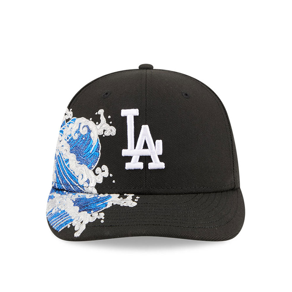 Los Angeles Dodgers MLB Waves 59FIFTY Fitted New Era Black White Official Team Hat Sports Fan Cap Official MLB Team Hat Baseball Fan Cap