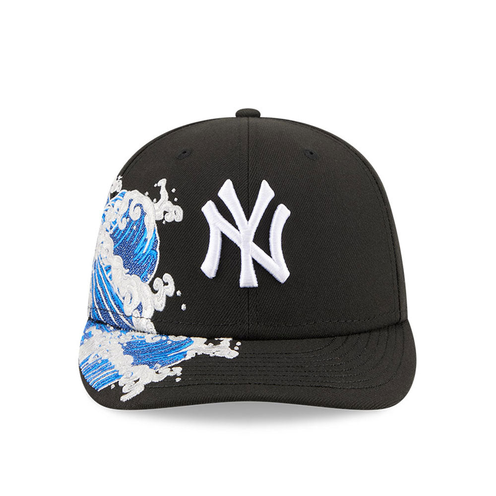 New York Yankees MLB Waves 59FIFTY Fitted New Era Black White Official Team Hat Sports Fan Cap Official MLB Team Hat Baseball Fan Cap