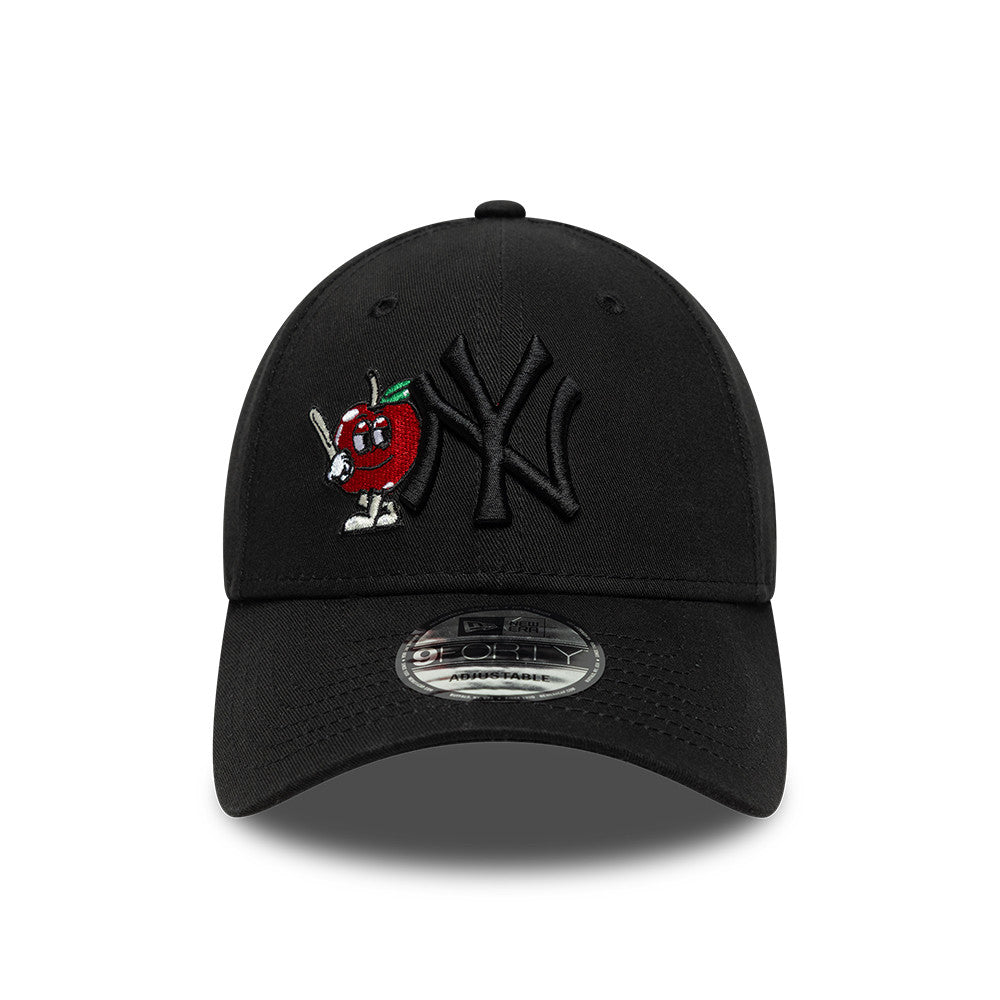 New York Yankees MLB Apple Icon 9Forty Strapback Black Official Team Hat Sports Fan Cap Official MLB Team Hat Baseball Fan Cap