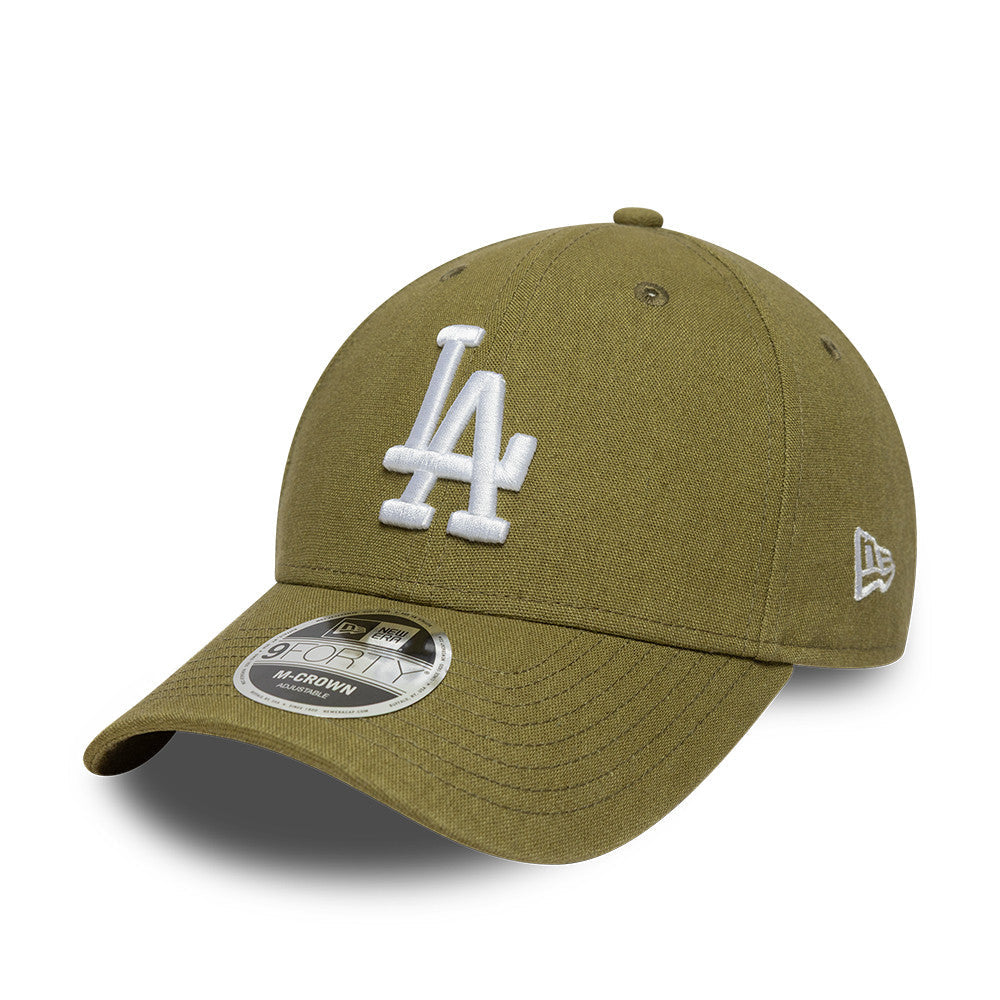 Los Angeles Dodgers MLB Linnen 9FORTY M Crown Snapback New Era Olive Official Team Hat Sports Fan Cap Official MLB Team Hat Baseball Fan Cap