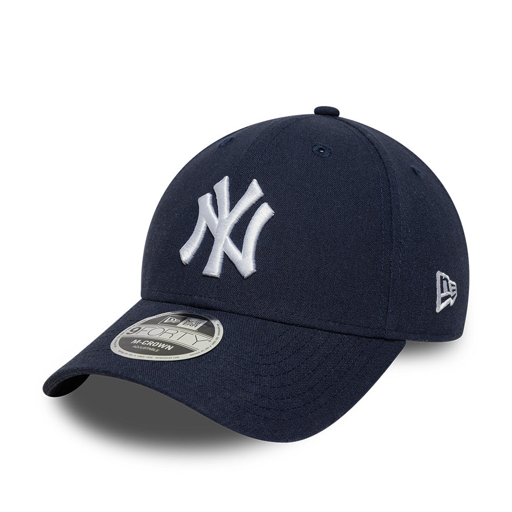 New York Yankees MLB Linnen 9FORTY M Crown Snapback New Era Navy Official Team Hat Sports Fan Cap Official MLB Team Hat Baseball Fan Cap