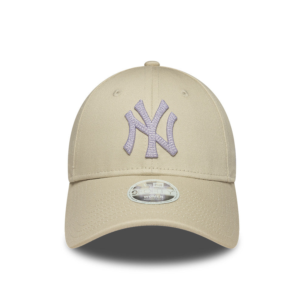 New York Yankees MLB Womens Metallic 9Forty Strapback Beige Purple Official Team Hat Sports Fan Cap Official MLB Team Hat Baseball Fan Cap