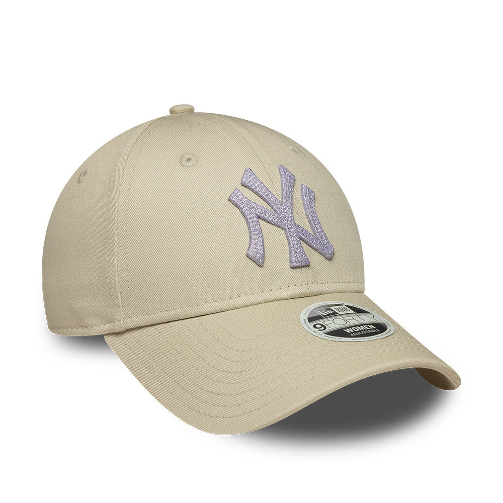 New York Yankees MLB Womens Metallic 9Forty Strapback Beige Purple Official Team Hat Sports Fan Cap Official MLB Team Hat Baseball Fan Cap