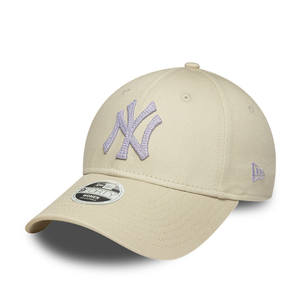 New York Yankees MLB Womens Metallic 9Forty Strapback Beige Purple Official Team Hat Sports Fan Cap Official MLB Team Hat Baseball Fan Cap