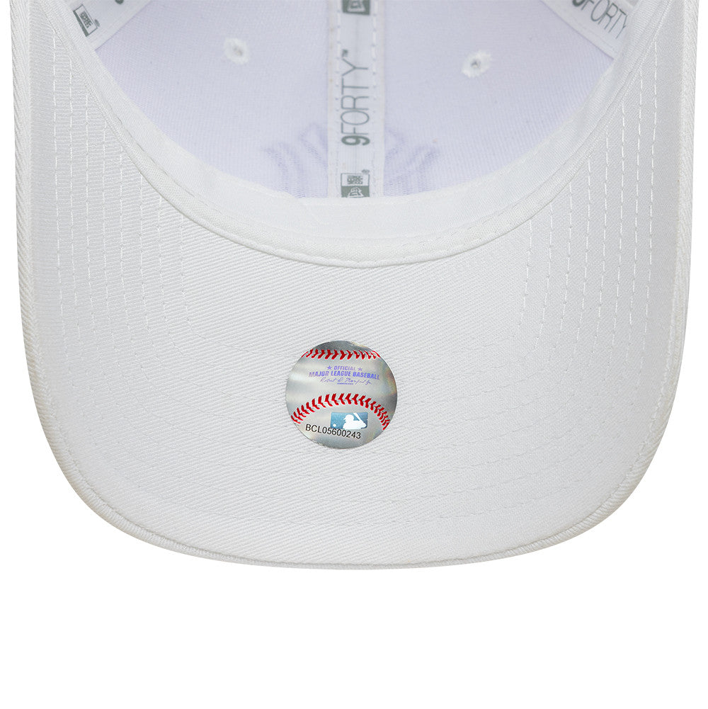 New York Yankees MLB League Essential 9FORTY Women Strapback New Era White Purple Official Team Hat Sports Fan Cap Official MLB Team Hat Baseball Fan