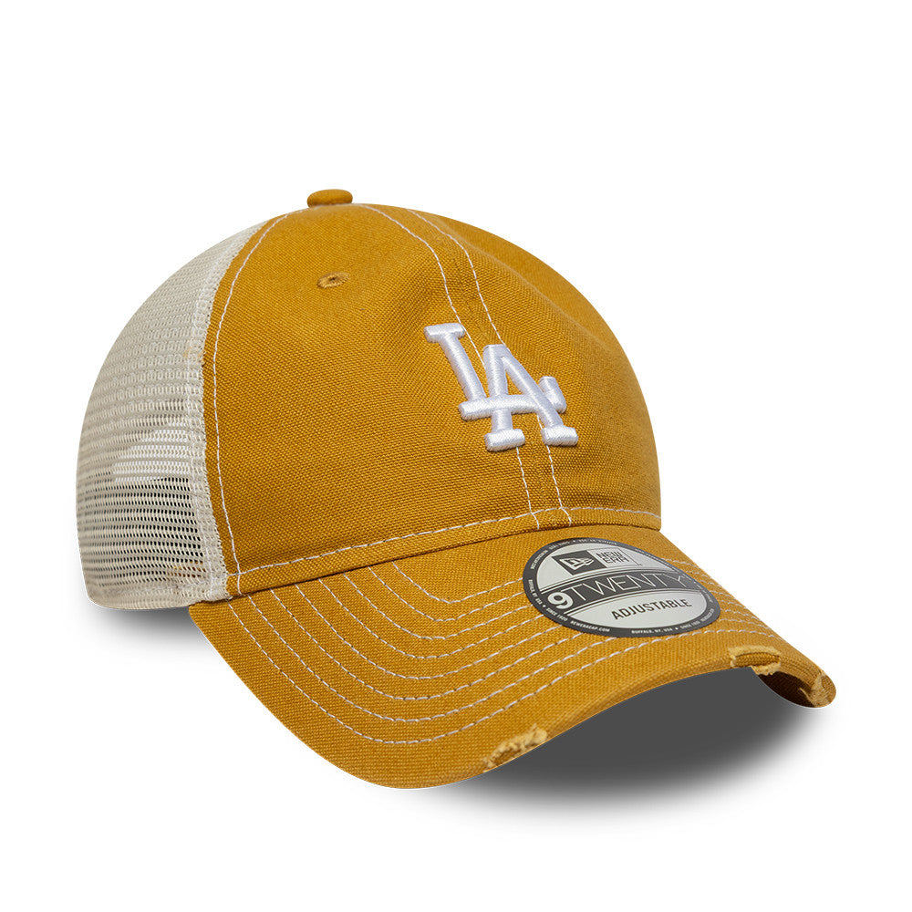 Los Angeles Dodgers MLB Distressed Cotton Canvas 9TWENTY Trucker New Era Official Team Hat Sports Fan Cap Official MLB Team Hat Baseball Fan Cap