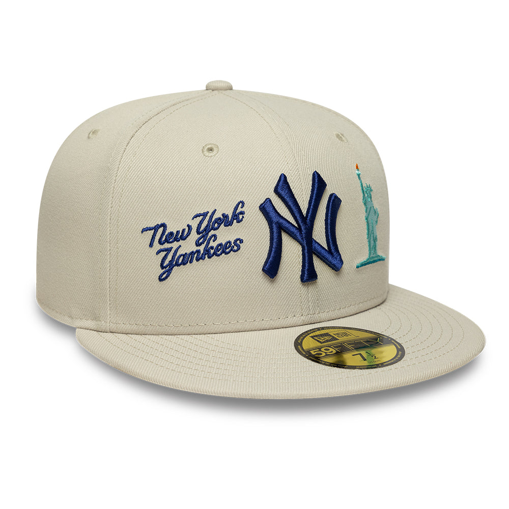 New York Yankees MLB City Icon 59FIFTY Fitted New Era Stone Blue Official Team Hat Sports Fan Cap Official MLB Team Hat Baseball Fan Cap