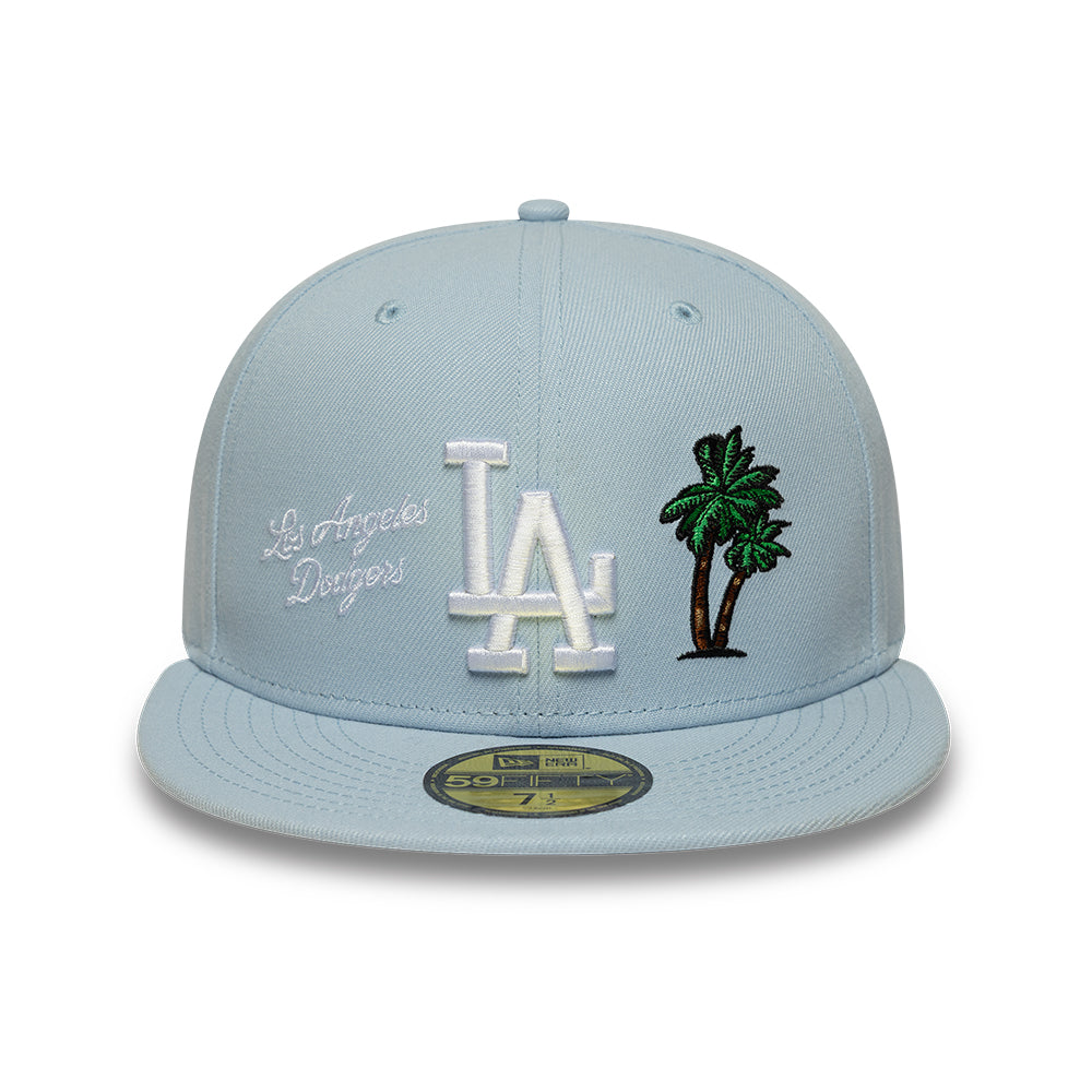 Los Angeles Dodgers MLB City Icon 59FIFTY Fitted New Era Sky Blue Official Team Hat Sports Fan Cap Official MLB Team Hat Baseball Fan Cap