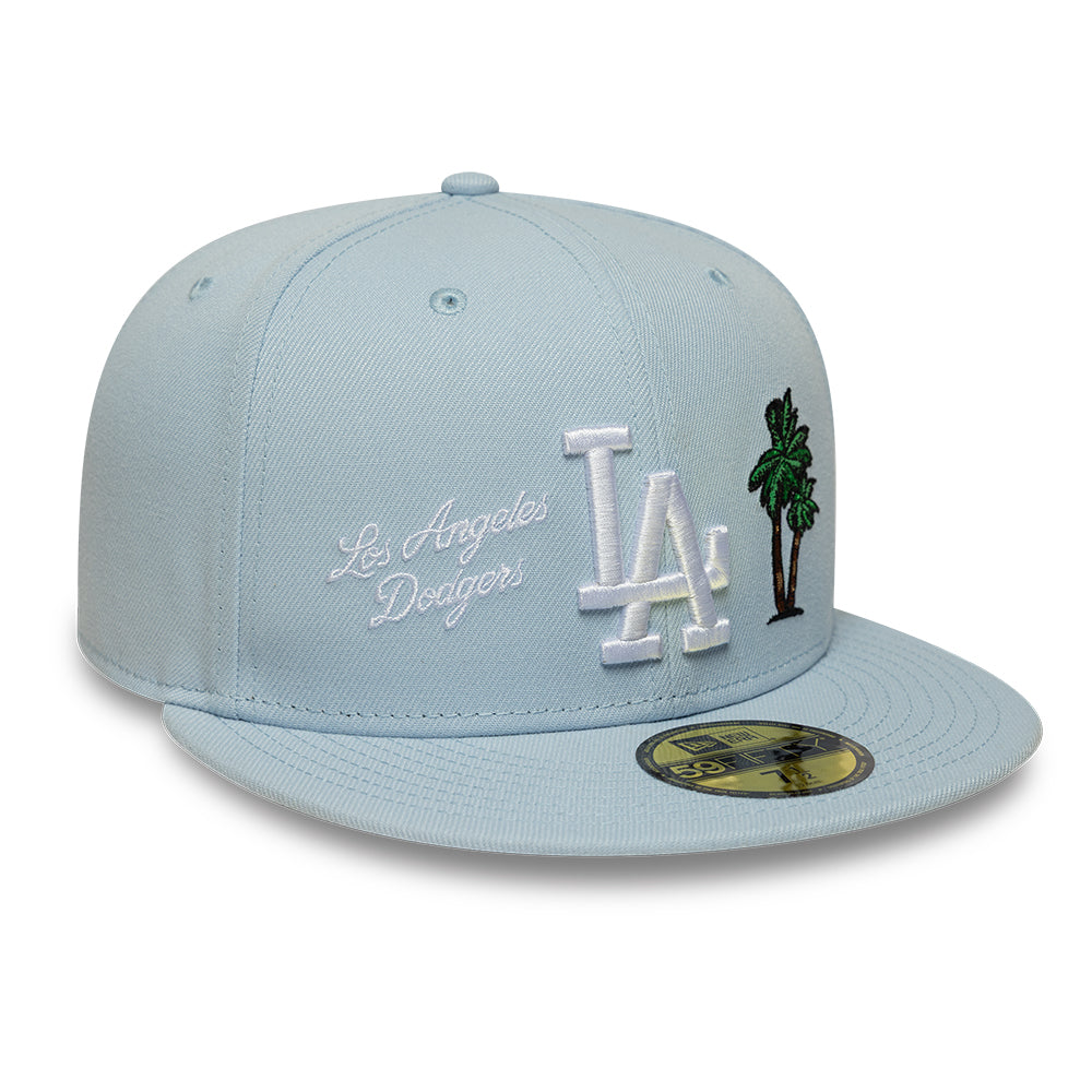 Los Angeles Dodgers MLB Floral 59Fifty New Era Light Blue Official Team Hat Sports Fan Cap Official MLB Team Hat Baseball Fan Cap