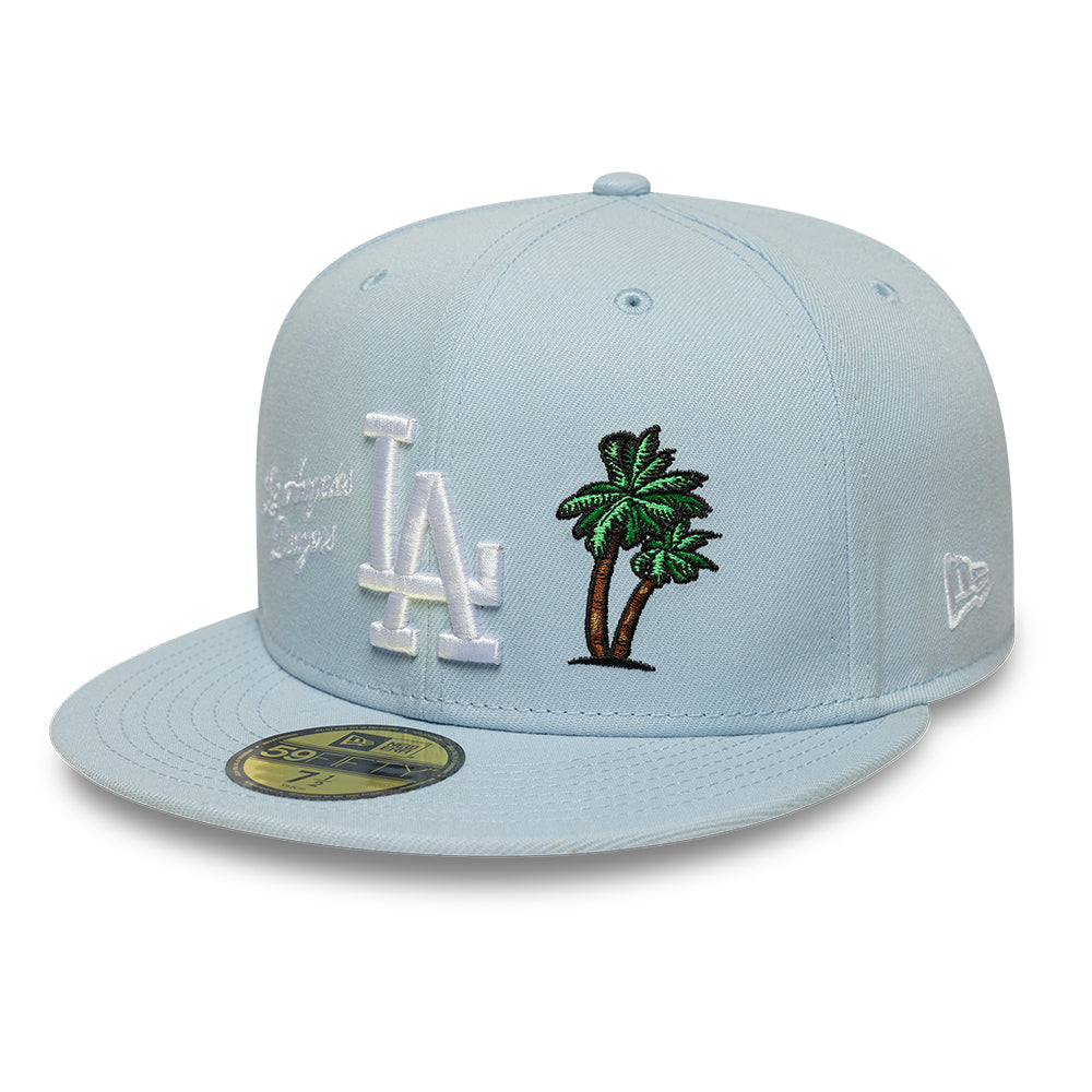 Los Angeles Dodgers MLB Floral 59Fifty New Era Light Blue Official Team Hat Sports Fan Cap Official MLB Team Hat Baseball Fan Cap