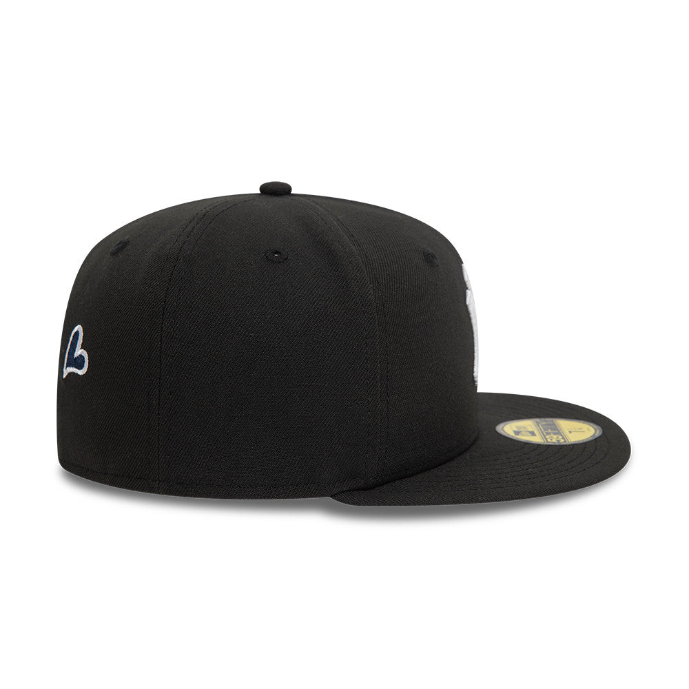 New York Yankees MLB Heart Icon 59FIFTY Fitted New Era Black White Official Team Hat Sports Fan Cap Official MLB Team Hat Baseball Fan Cap
